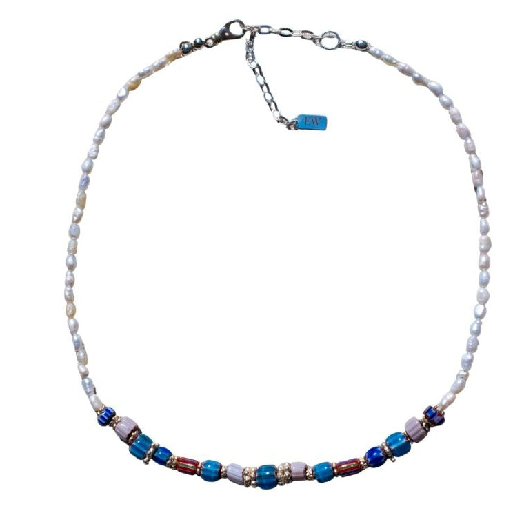 Samantha Rice Pearl & Trade Bead Necklace