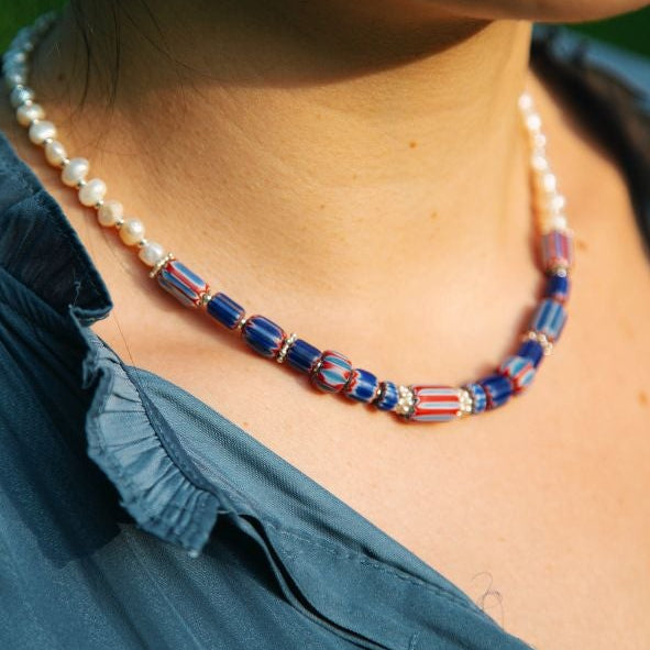 Samantha Pearl & Trade Bead Necklace