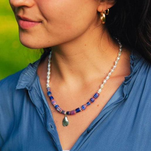 Samantha Pearl & Trade Bead + Charm Necklace