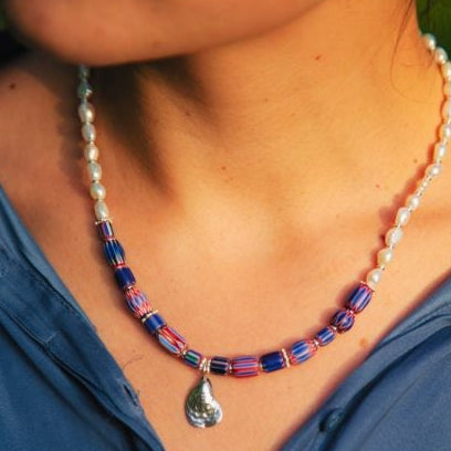 Samantha Pearl & Trade Bead + Charm Necklace
