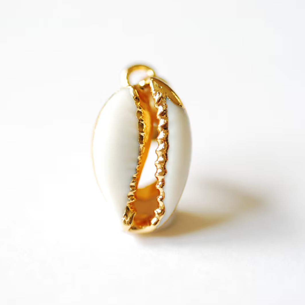 Gilded Cowrie Shell Charm